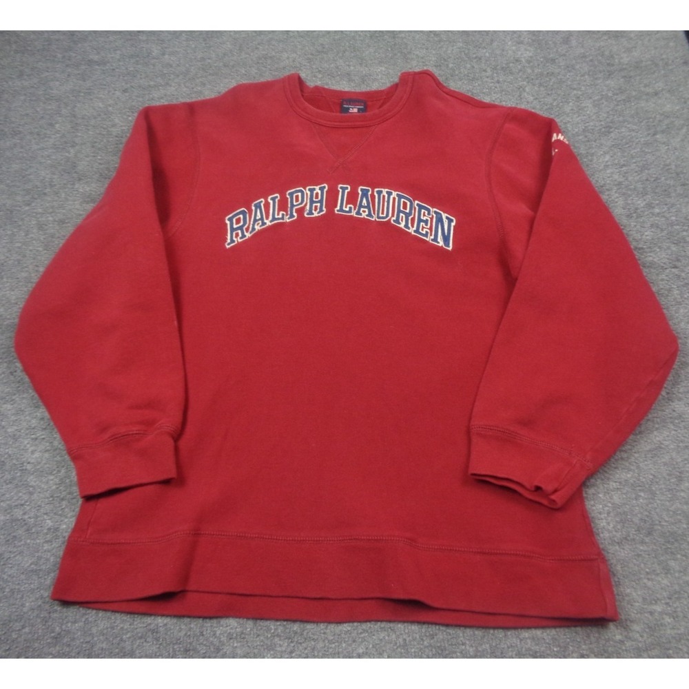 Vintage Ralph Lauren Polo Jeans Co Sweatshirt Mens XL Red Crewneck Spell Out